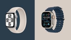 The newest Apple Watch sitting side by side, featuring the Apple Watch Series 9 and Apple Watch Ultra 2 for 2024