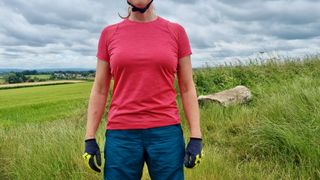 Endura Women's SingleTrack S/S jersey being worn by a rider in a field