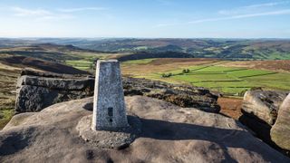 trig point on Stanage Edge, Peak District national park