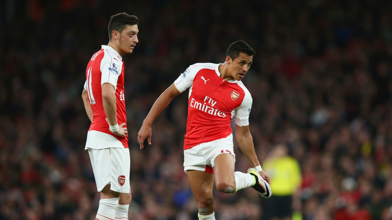 Mesut Ozil and Alexis Sanchez of Arsenal