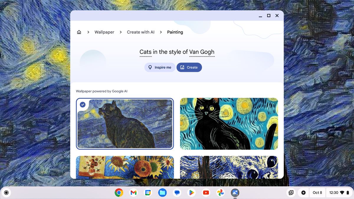 Generative AI wallpapers on Chromebook Plus