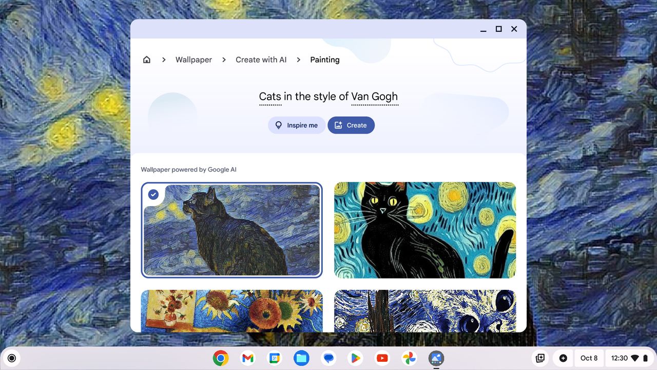 Generative AI wallpapers on Chromebook Plus