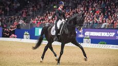 Britain&rsquo;s Lottie Fry with Everdale during the London International Horse Show dressage in 2019