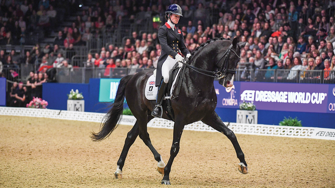 Britain&amp;rsquo;s Lottie Fry with Everdale during the London International Horse Show dressage in 2019