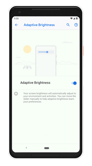 Adaptive brightness Android Pie