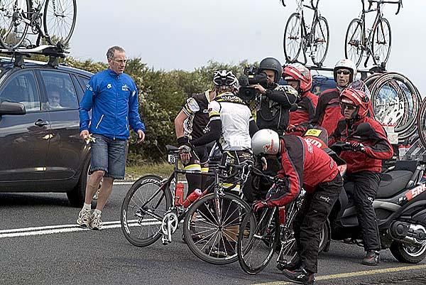 Chaos: Blair Windsor (Budget Forklifts) struck trouble on a descent just out of Port Campbell.