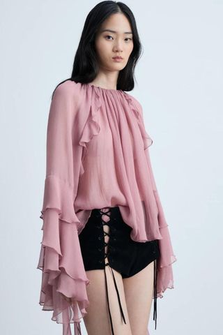 Mango Ruffled chiffon blouse