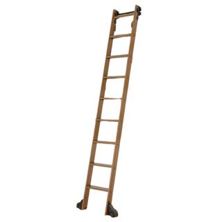 Quiet Glide Walnut 8.92' 8-Step Wood Rolling Ladder