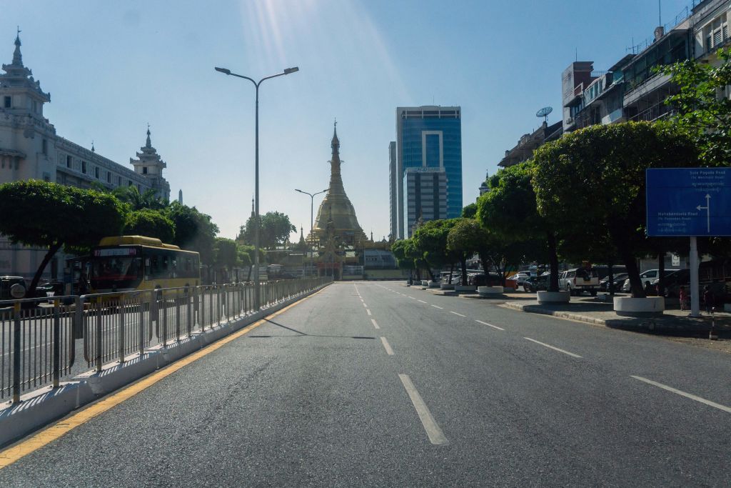 Empty streets in Myanmar