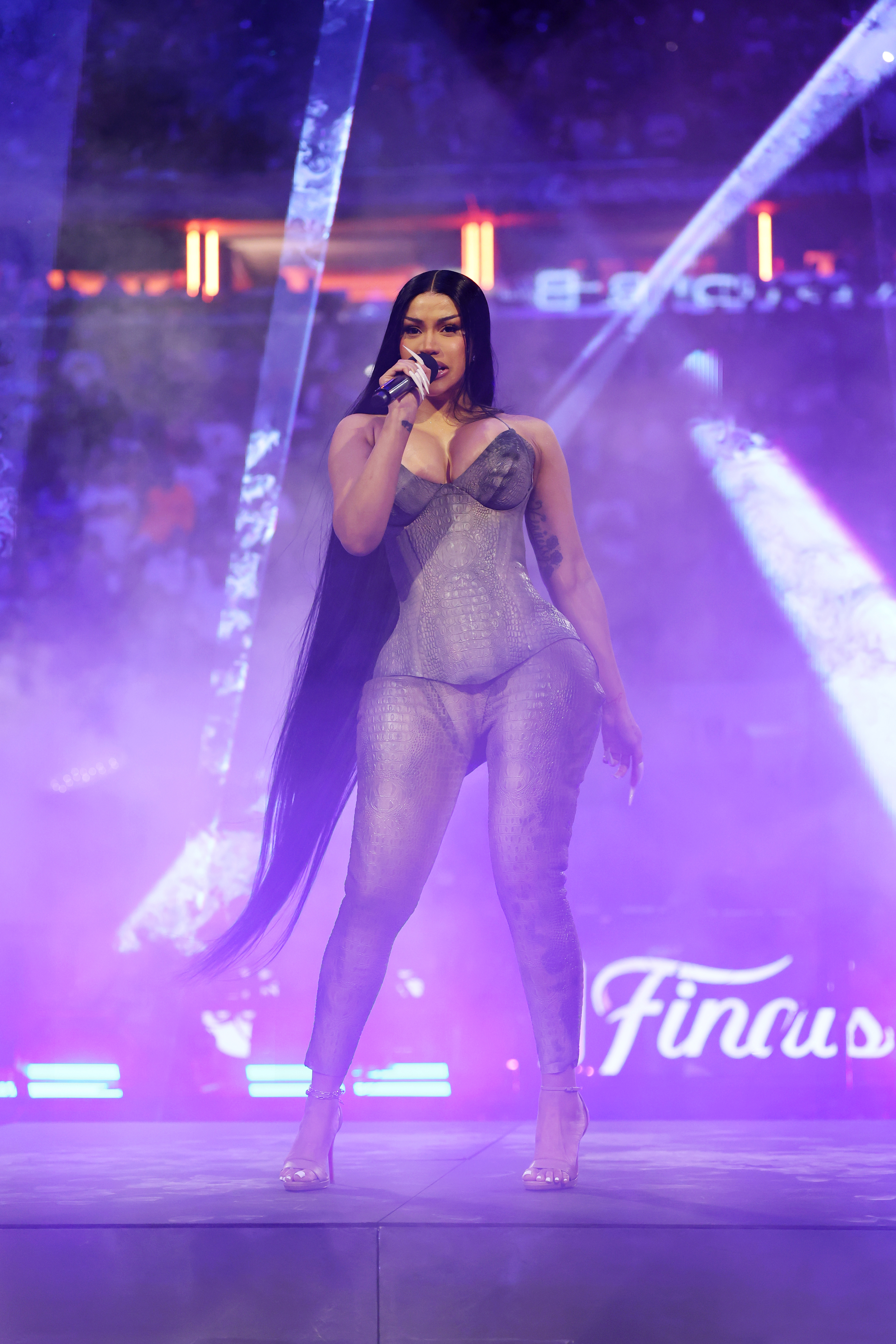 Cardi B performed at the NBA Finals Knicks halftime show in a croc matching set