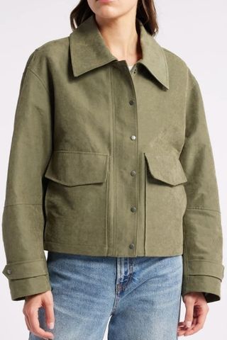 Crop Cotton Blend Field Jacket