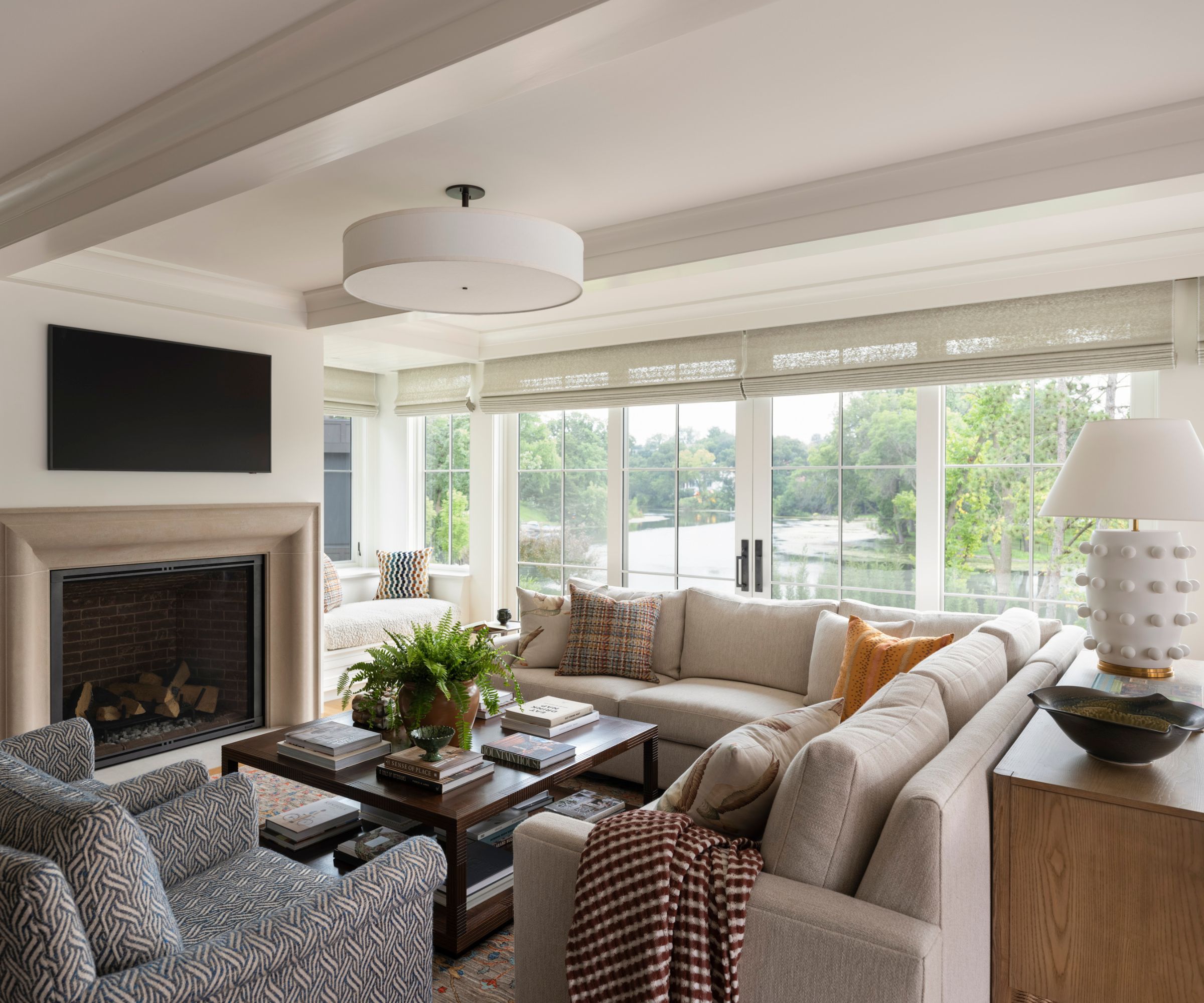 family room with view of lake