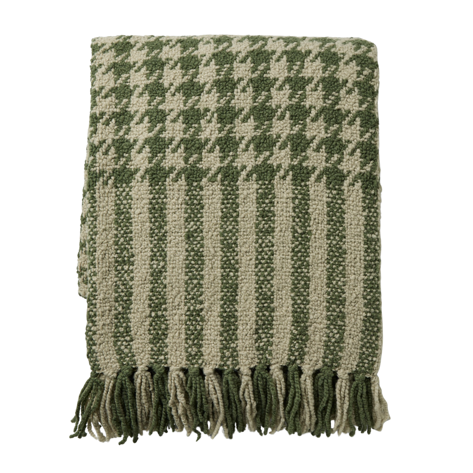 a green houndstooth throw blanket
