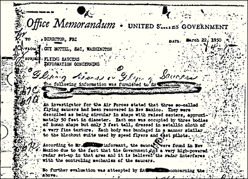 UFO Memo by Guy Hottel