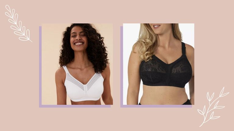 comfortable bras: composite of two models wearing two different bras