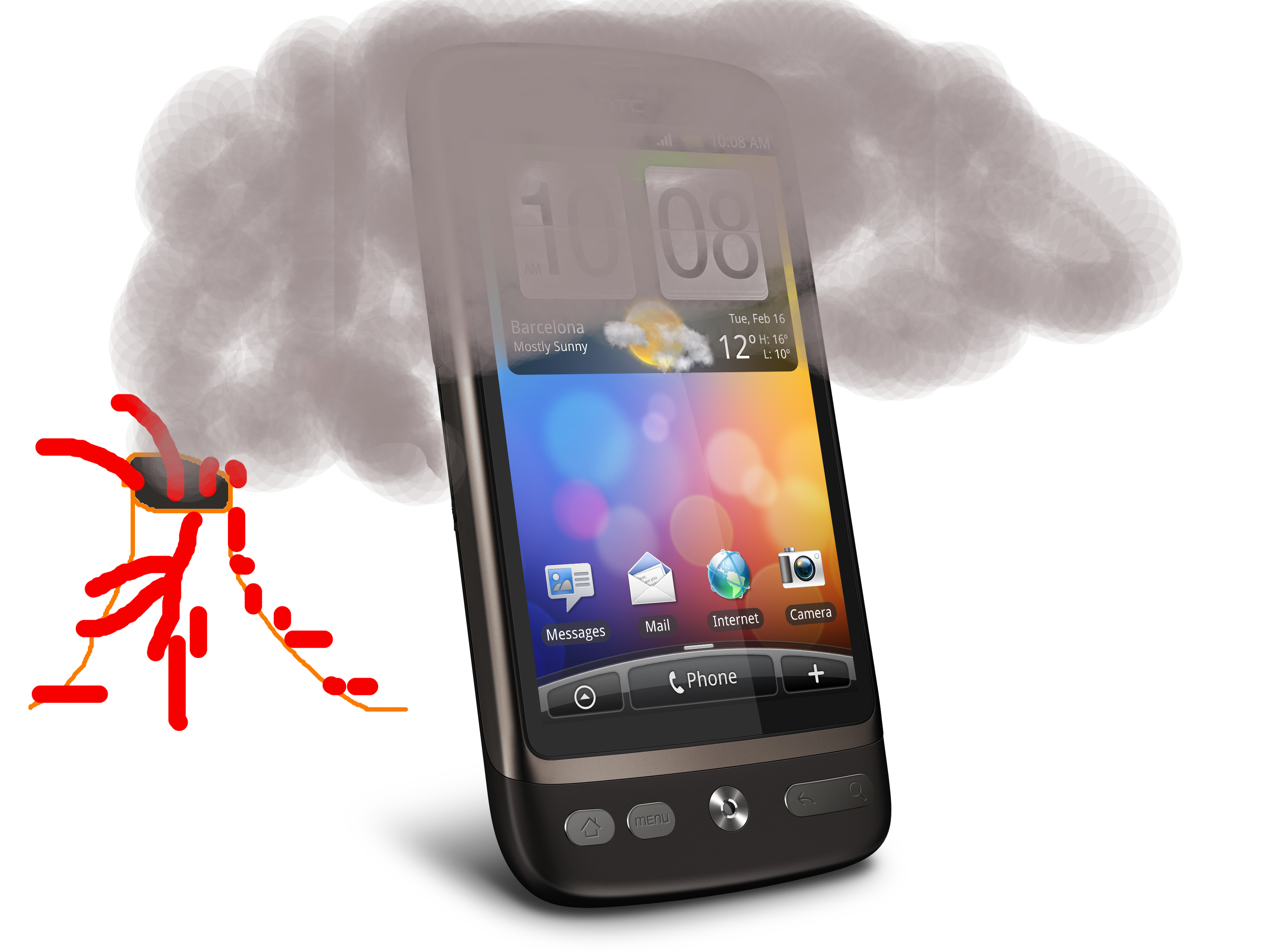 (Talented) artist&#039;s impression of what&#039;s happening with 3&#039;s HTC Desire