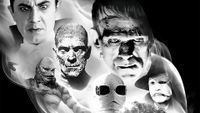 Cover of Universal Monsters Classics Collection featuring portraits of Dracula, Frankenstein, the Mummy, the Invisible Man, the Phantom of the Opera, and the Creature From the Black Lagoon