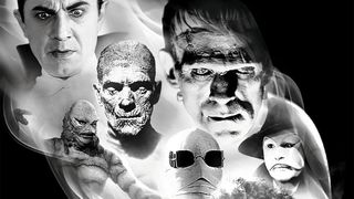 Cover of Universal Monsters Classics Collection featuring portraits of Dracula, Frankenstein, the Mummy, the Invisible Man, the Phantom of the Opera, and the Creature From the Black Lagoon