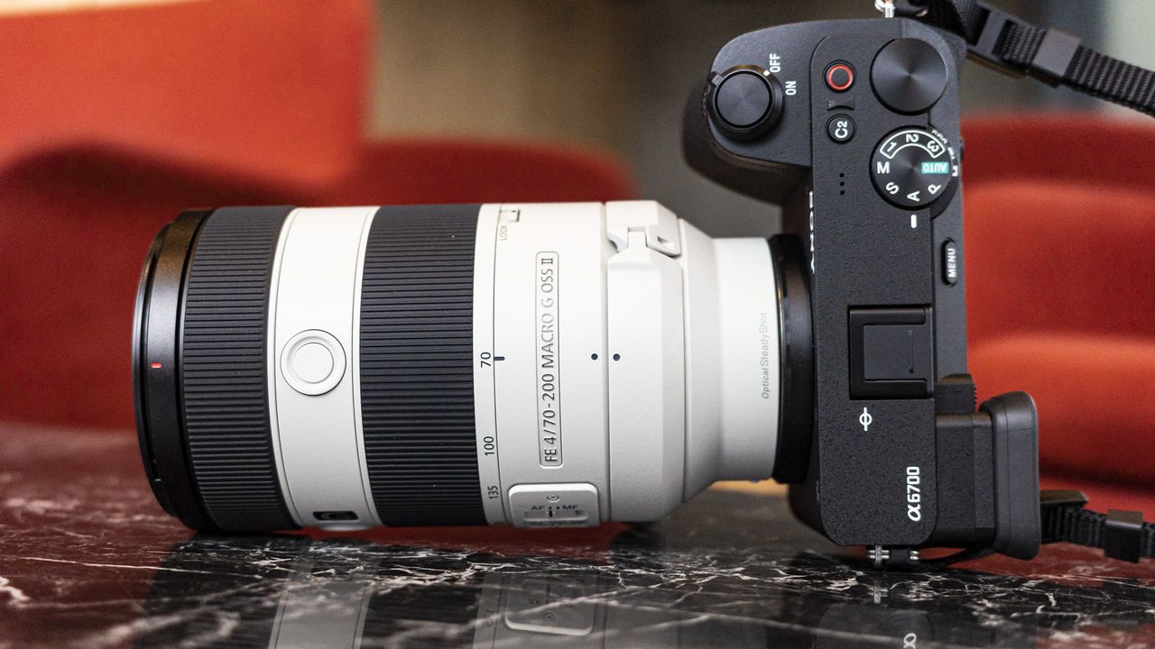 Sony FE 70-200mm F4 Macro G OSS II lens attached to a Sony A6700