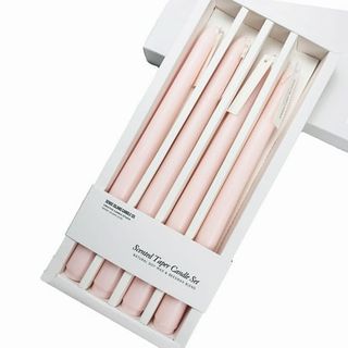 Taper Candles 10'' Colored Candle Sticks Set of 4 | Rose Scented, Natural Soy Wax | Home Decor Kitchen Decor Wedding Decorations (baby Pink)