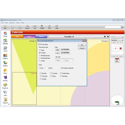 You can set up recurring events for regularly occurring events like weekly meetings and birthdays.