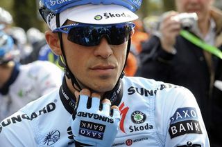 Alberto Contador awaits the start of the Volta ao Algarve.