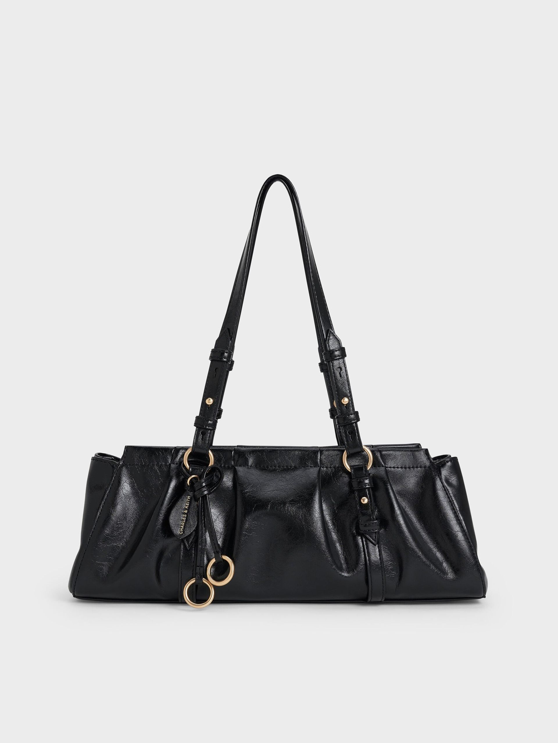 Charles & Keith, Britton Ruched Elongated Shoulder Bag