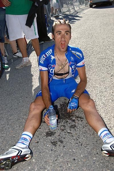 Carlos Barredo (Quickstep - Innergetic) gasping for breath after the stage.