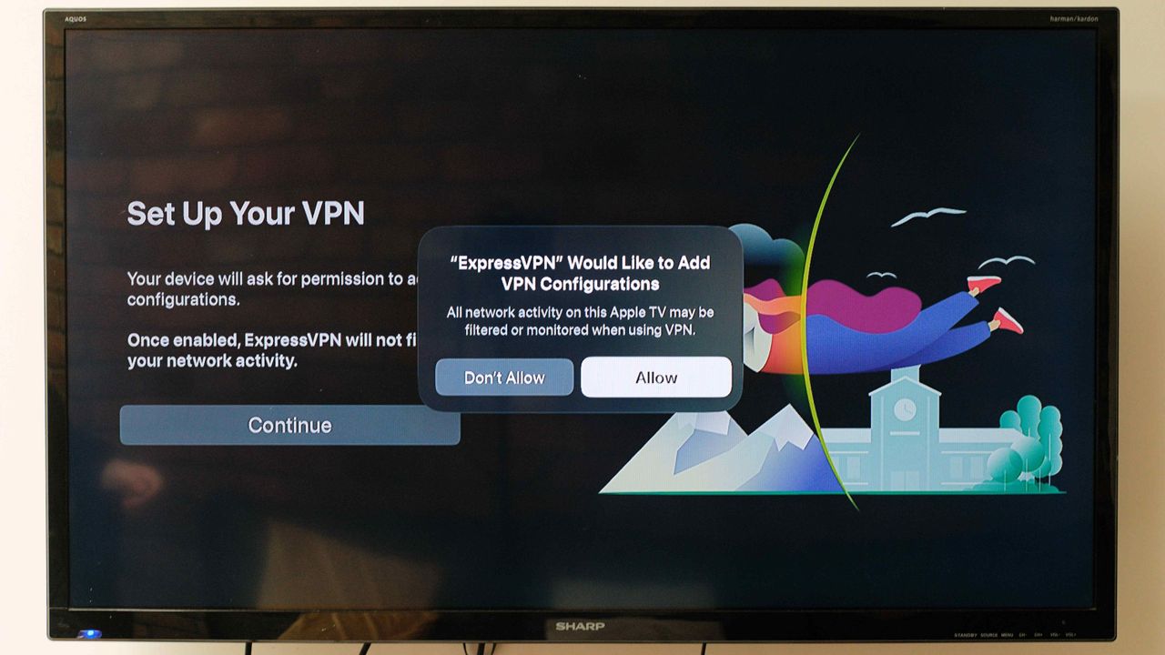 ExpressVPN app running on an Apple TV