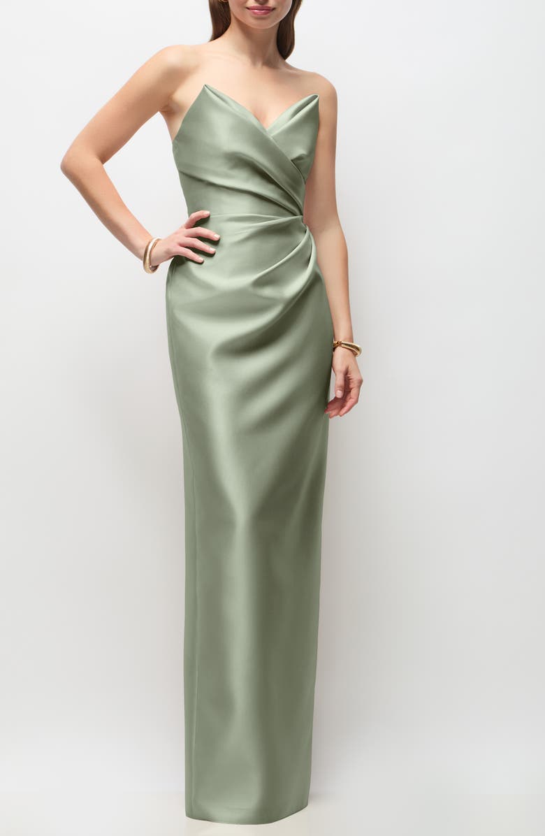 Rebecca Strapless Satin Column Gown