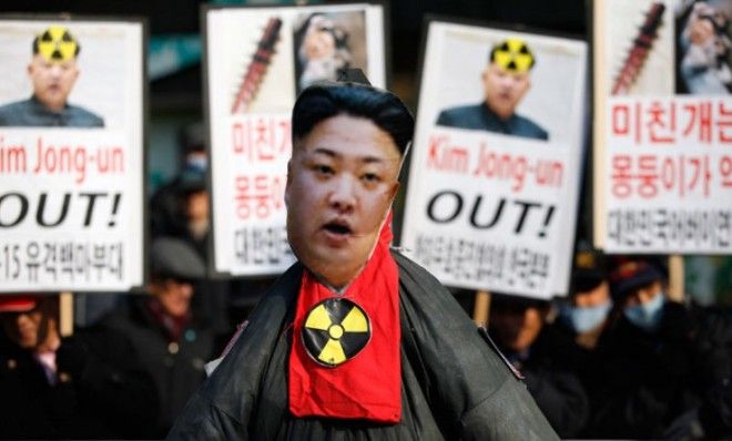 An effigy of North Korea&amp;#039;s leader Kim Jong-un is on display during a protest a day after the country conducted its third nuclear test on Feb. 12.