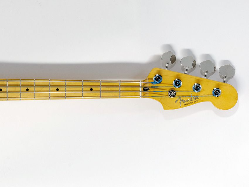 The bass has a chunky one-piece maple neck that nicely fills the hand