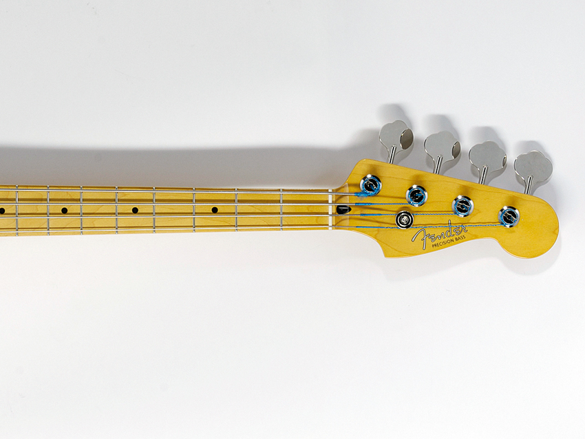 The bass has a chunky one-piece maple neck that nicely fills the hand