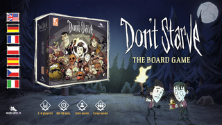 Don't Starve The Board Game promotional image showing the box mock-up of the game