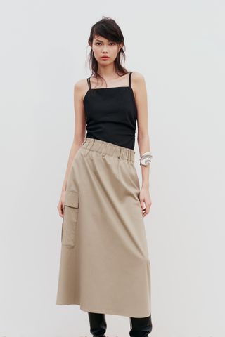 Elastic Waist Maxi Skirt