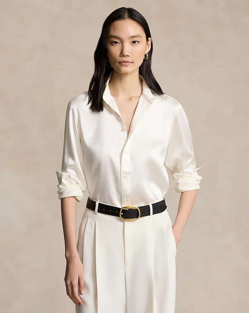 ralph lauren, Slim Fit Silk Shirt