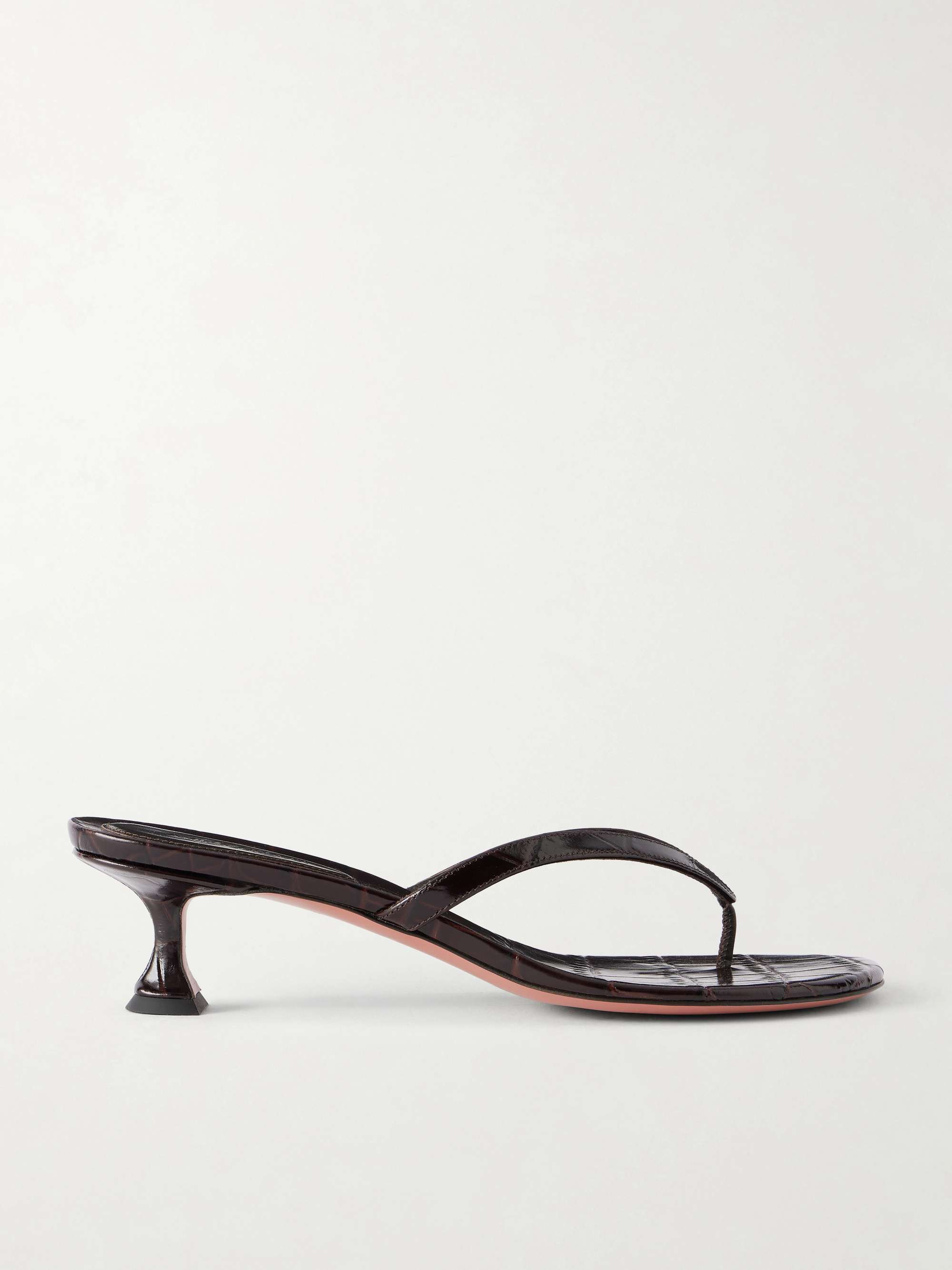 Juliette 45 Croc-Effect Leather Thong Sandals
