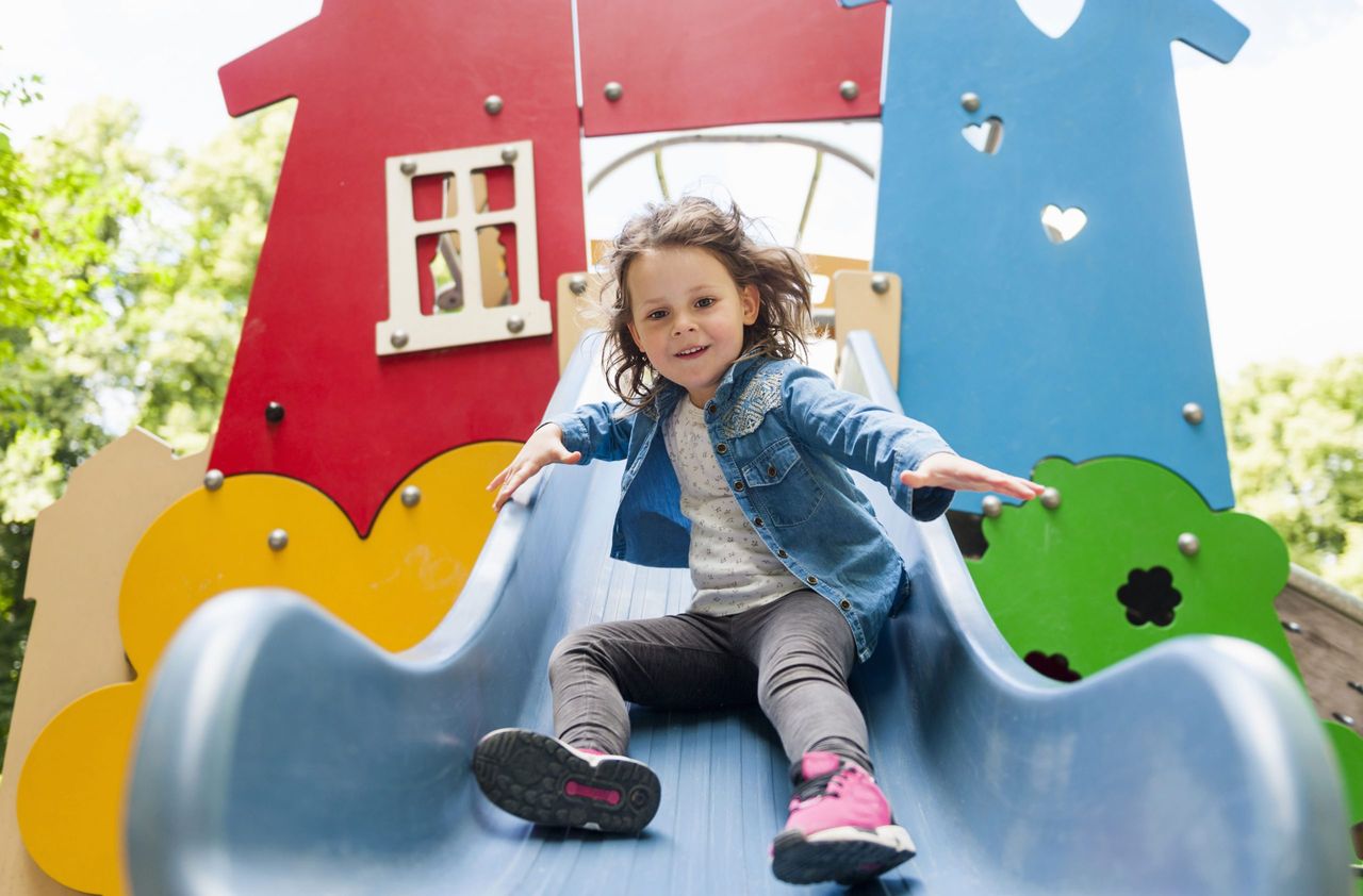 child on slide