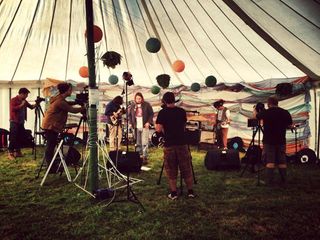 Ongl's backstage set work at the Green Man Festival 2014