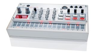 Sporting a white, red and grey colour scheme the Volca Sample gives a cheeky nod to the classic MPC