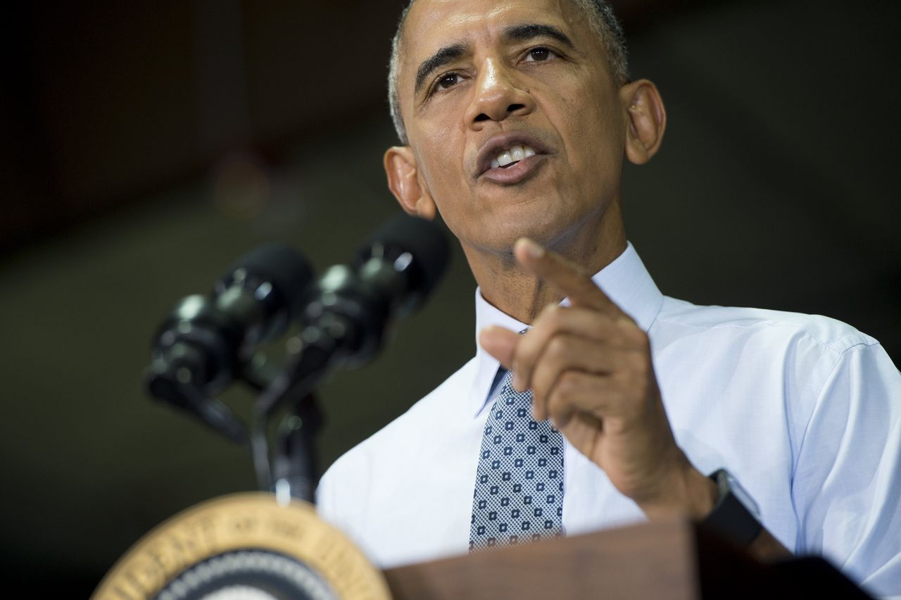 President Obama speaks at an event for troops