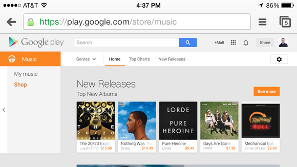 Google Play Music iOS app