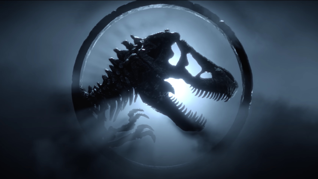 A foggy variant of the Jurassic World: Dominion logo