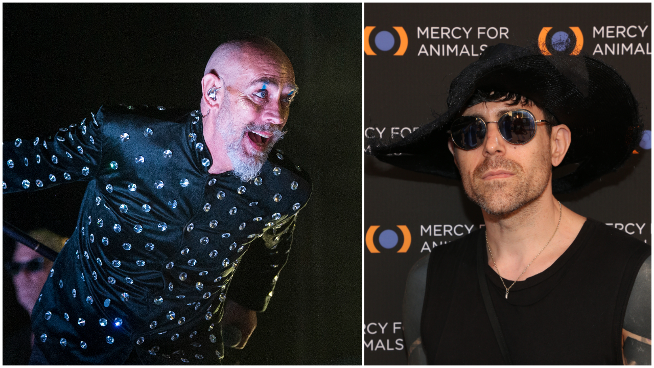 Peter Murphy on stage and Davey Havok at the Mercy For Animals black carpet event