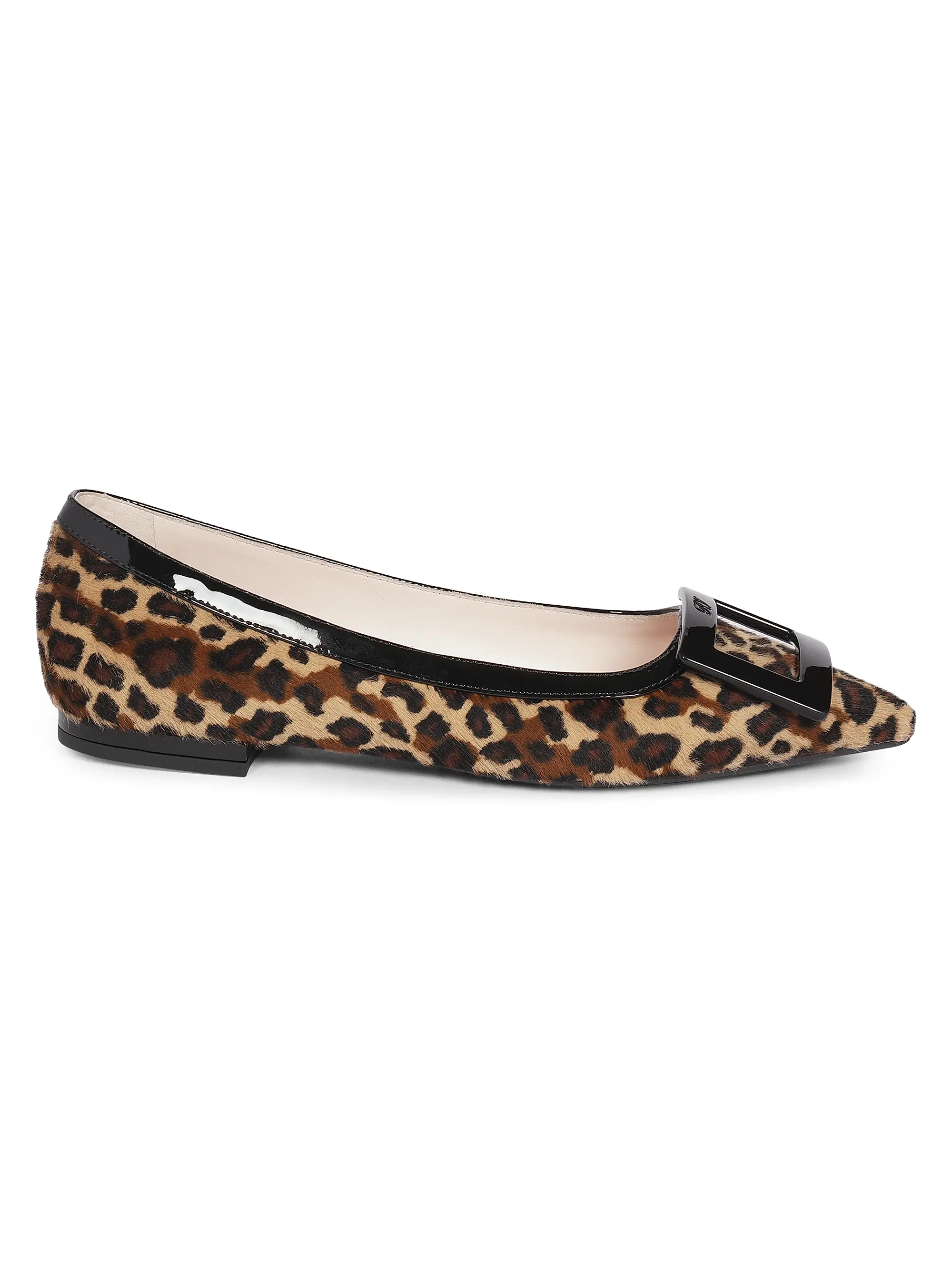Gommettine Leopard-Printed Calf Hair Ballerina Flats