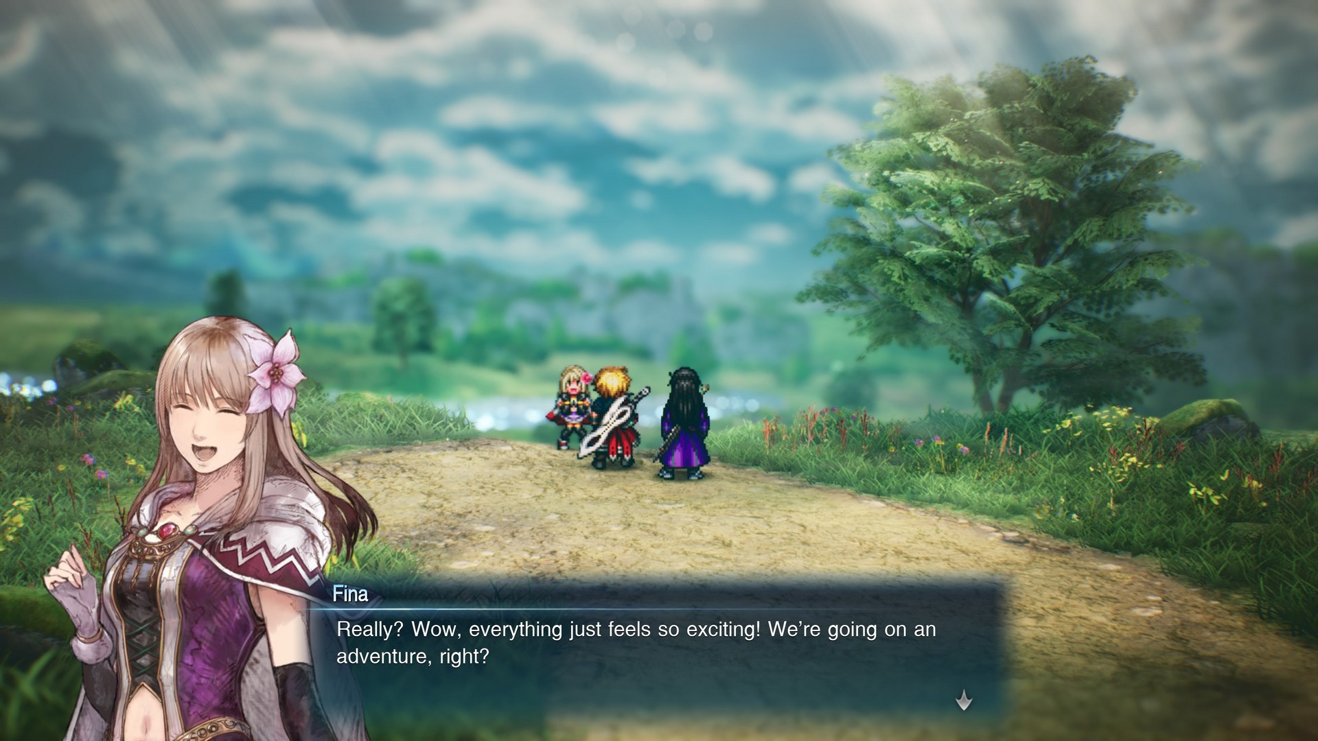 Fina is happy to be going on an adventure in Final Fantasy Resonance