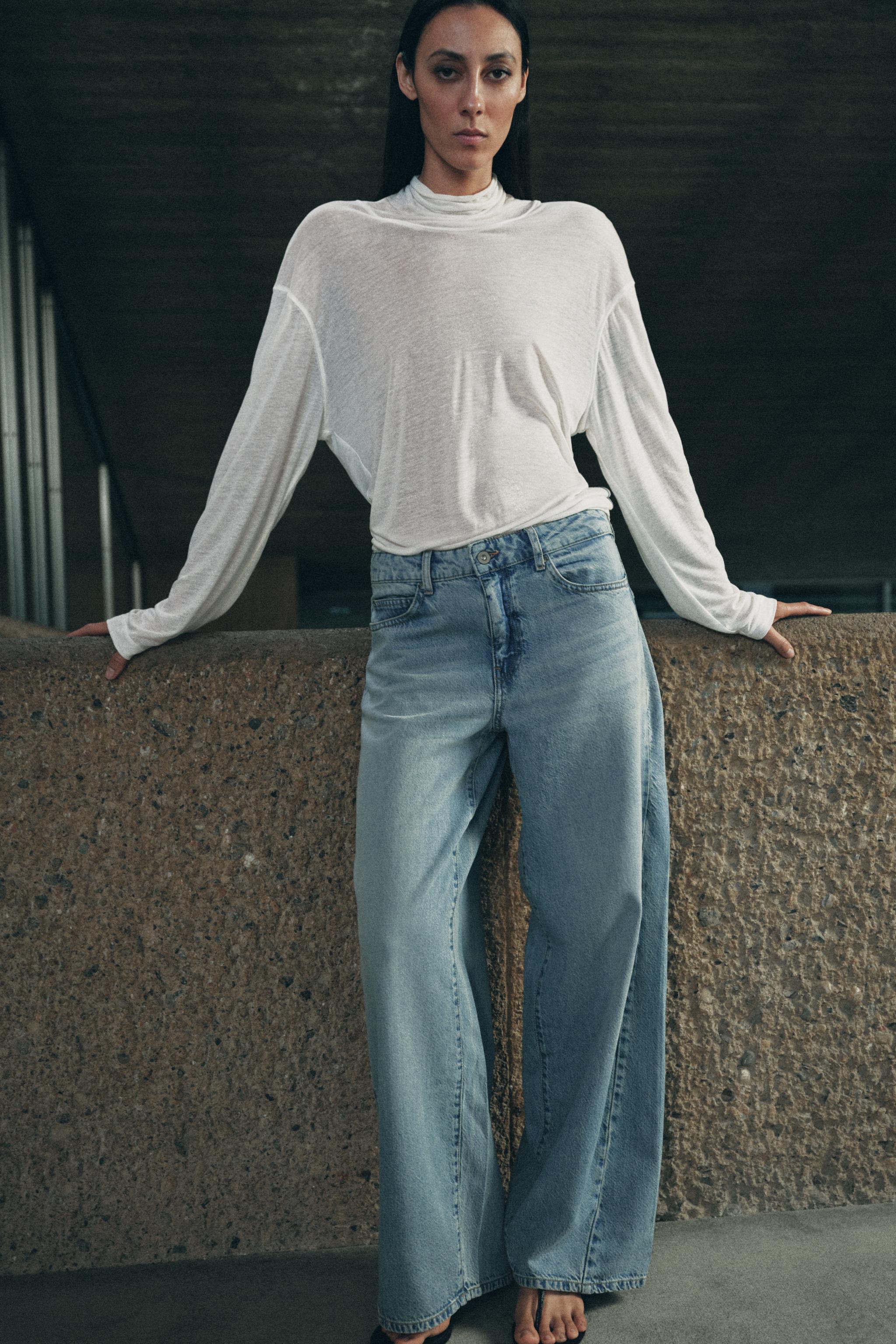 Zw Collection Mid-Rise Loose Barrel Jeans