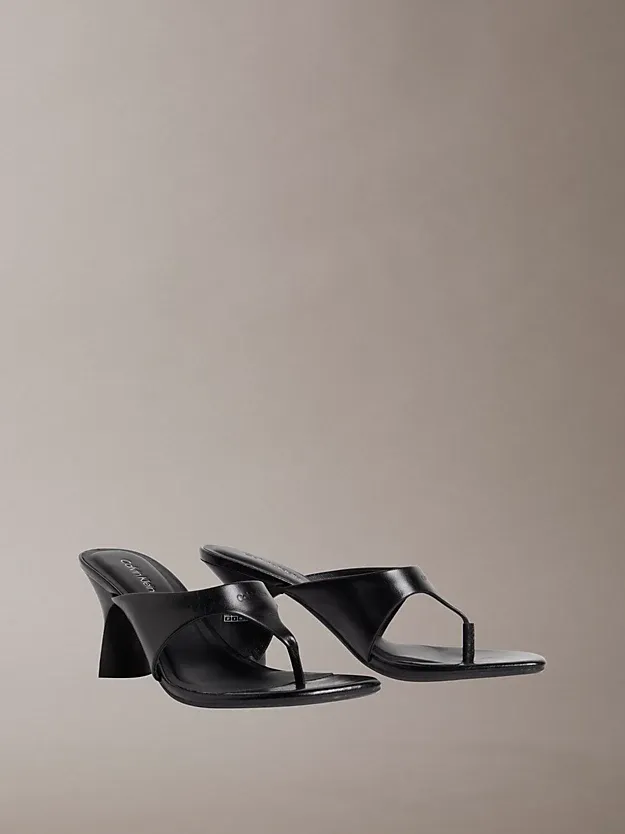Calvin Klein, Elisa - Leather Kitten Heel Sandals