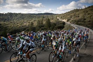 The peloton in action during stage four of the 2009 Amgen Tour of California.