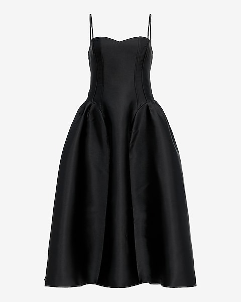 express, Satin Sweetheart Sleeveless Drop Waist Midi Dress